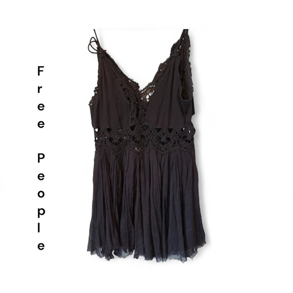 Free People Dresses & Skirts - Free People black Lace Slip Dress Adorable
